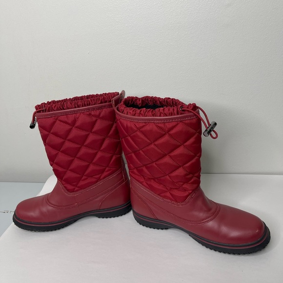 COACH Women’s Samara Quilted Winter Boots RED WINE Size 7.5 Designer Worn Once - Picture 3 of 7